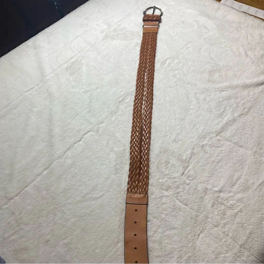 Brown Leather Double Braided Western Style Belt